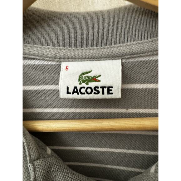 Lacoste Striped Polo Shirt XL Gray White Croc Logo - Picture 4 of 9